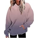 Women Oversized Hoodie Shirts Dressy Casual Long Sleeve Gradient Color Hooded Pullover Tops Loose Preppy Clothes