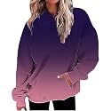 Women Oversized Hoodie Shirts Dressy Casual Long Sleeve Gradient Color Hooded Pullover Tops Loose Preppy Clothes