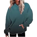 Women Oversized Hoodie Shirts Dressy Casual Long Sleeve Gradient Color Hooded Pullover Tops Loose Preppy Clothes