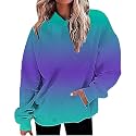 Women Oversized Hoodie Shirts Dressy Casual Long Sleeve Gradient Color Hooded Pullover Tops Loose Preppy Clothes