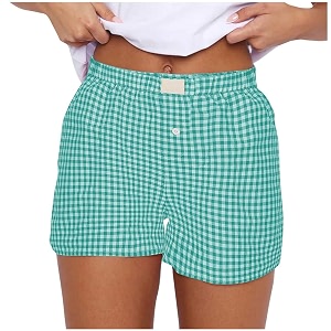 Women Pajamas Shorts Y2k Elastic Waist Plaid