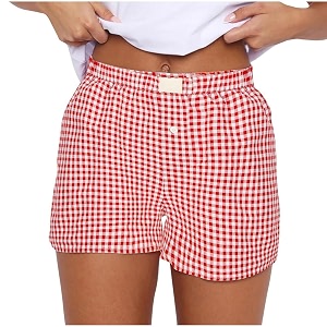 Women Pajamas Shorts Y2k Elastic Waist Plaid