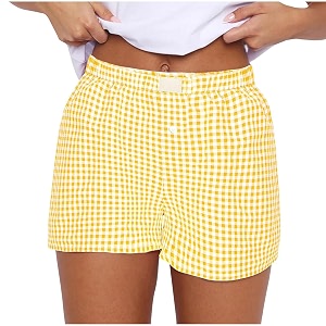 Women Pajamas Shorts Y2k Elastic Waist Plaid