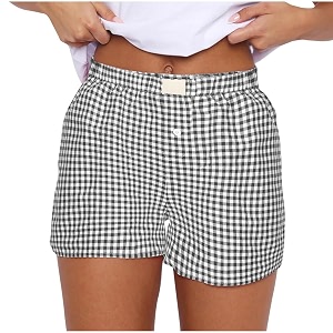 Women Pajamas Shorts Y2k Elastic Waist Plaid