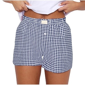 Women Pajamas Shorts Y2k Elastic Waist Plaid