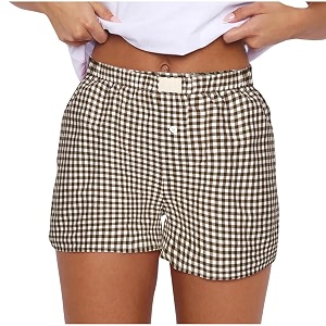 Women Pajamas Shorts Y2k Elastic Waist Plaid