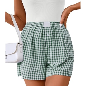 Women Pajamas Shorts Y2k Elastic Waist Plaid