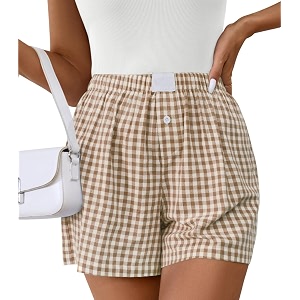 Women Pajamas Shorts Y2k Elastic Waist Plaid