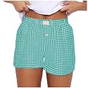 Women Pajamas Shorts Y2k Elastic Waist Plaid