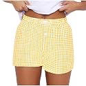 Women Pajamas Shorts Y2k Elastic Waist Plaid