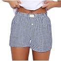 Women Pajamas Shorts Y2k Elastic Waist Plaid
