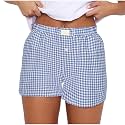 Women Pajamas Shorts Y2k Elastic Waist Plaid