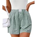 Women Pajamas Shorts Y2k Elastic Waist Plaid
