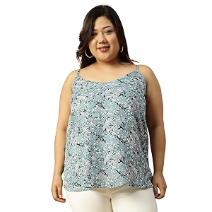 Women Plus Size Navy Blue Floral Print