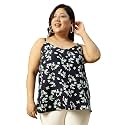 Women Plus Size Navy Blue Floral Print