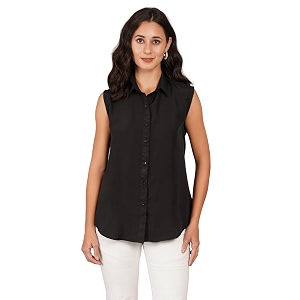 Women Plus Size Sleeveless Button Down Shirt