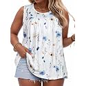Women Plus Size Tank Top Casual Summer Tops Loose Fit Sleeveless T Shirts Trendy Crewneck Tunic Tees 2026