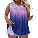 Women Plus Size Tank Top Casual Summer Tops Loose Fit Sleeveless T Shirts Trendy Crewneck Tunic Tees 2026