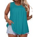 Women Plus Size Tank Top Casual Summer Tops Loose Fit Sleeveless T Shirts Trendy Crewneck Tunic Tees 2026