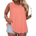 Women Plus Size Tank Top Casual Summer Tops Loose Fit Sleeveless T Shirts Trendy Crewneck Tunic Tees 2026