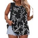 Women Plus Size Tank Top Casual Summer Tops Loose Fit Sleeveless T Shirts Trendy Crewneck Tunic Tees 2026