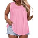 Women Plus Size Tank Top Casual Summer Tops Loose Fit Sleeveless T Shirts Trendy Crewneck Tunic Tees 2026