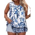 Women Plus Size Tank Top Casual Summer Tops Loose Fit Sleeveless T Shirts Trendy Crewneck Tunic Tees 2026