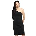 Women Polyester Plain One Shoulder Bodycon Dresses