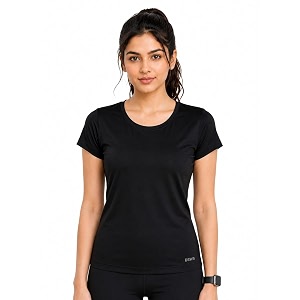 Women Polyester Stretch Regular Fit Round Neck
