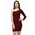 Women Polyester Trendy One Shouder Bodycon Dress