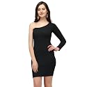 Women Polyester Trendy One Shouder Bodycon Dress