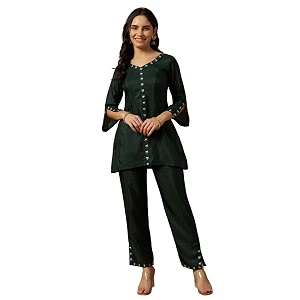 Women Printed 2-Piece Silkblend Kurta Pants
