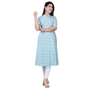 Women Printed Collar Neck Half Sleeve Regular