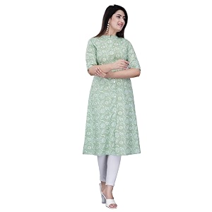 Women Printed Collar Neck Half Sleeve Regular