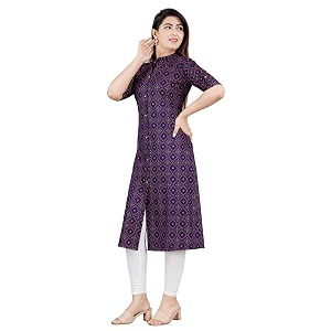 Women Printed Collar Neck Half Sleeve Regular