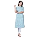 Women Printed Collar Neck Half Sleeve Regular