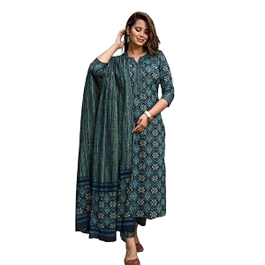 Women Printed Cotton Kurta Pant Set with