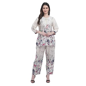 Women Printed Short Kurti with Pant Set