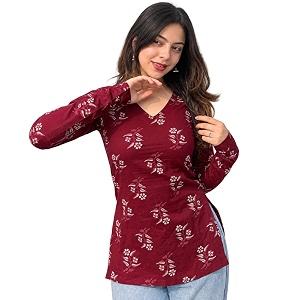 Women Pure Cotton Floral Printed Short Kurti