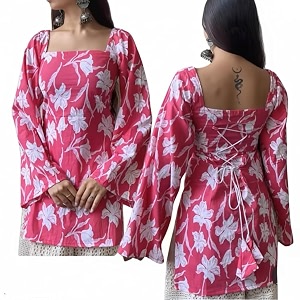 Women Pure Cotton Floral Printed Short Kurti