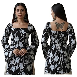 Women Pure Cotton Floral Printed Short Kurti