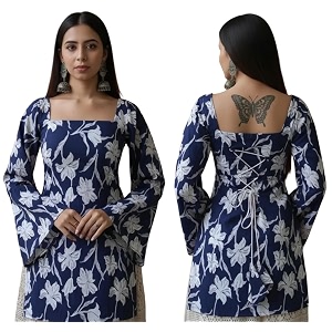 Women Pure Cotton Floral Printed Short Kurti