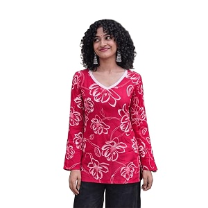 Women Pure Cotton Floral Printed Short Kurti