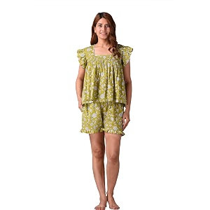 Women Pure Cotton Printed Top Shorts