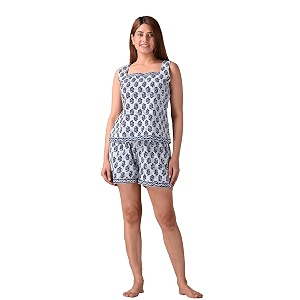 Women Pure Cotton Printed Top Shorts