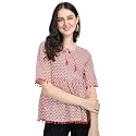 Women Pure Cotton Red Geometric Print Tie-Up