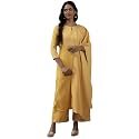 Women Rangpreet Yellow Solid Straight Kurta Palazzo