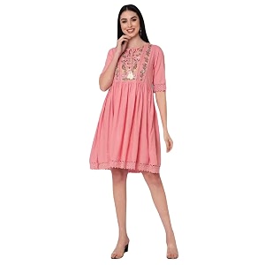 Women Rayon Casual Wear A- Line Dress