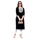 Women Rayon Embroidered Kurti Three Quarter Sleeve