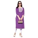 Women Rayon Embroidered Kurti Three Quarter Sleeve